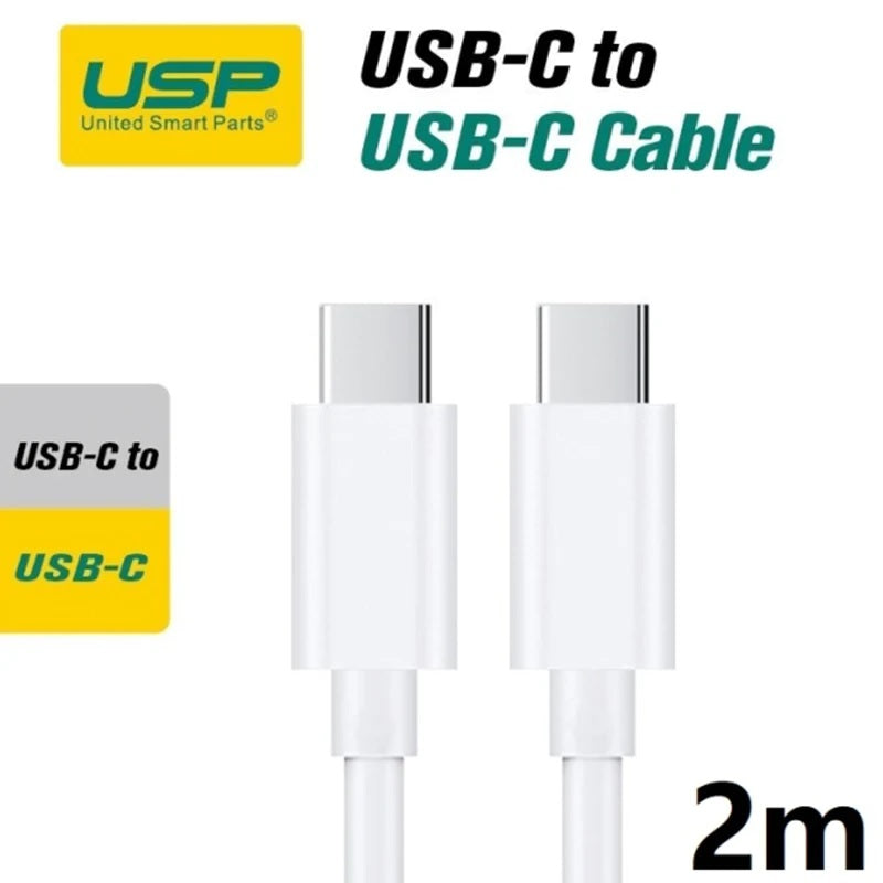 USP USB-C to USB-C (3.1) Mini Cable (2M) - White, 3A, High Performance, Durable, 8K Bend, Samsung Galaxy,Apple iPhone,iPad,MacBook,Google,OPPO,Nokia USP USB-C to USB-C (3.1) Mini Cable (2M) - White, 3A, High Performance, Durable, 8K Bend, Samsung Galaxy,Apple iPhone,iPad,MacBook,Google,OPPO,Nokia